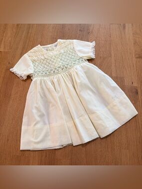 Vintage Polly Flinders 3T Yellow Hand Smocked Dress
